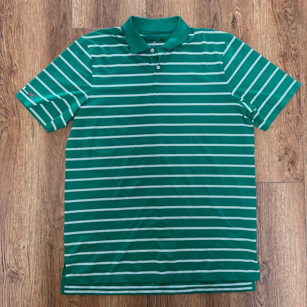 RLX Ralph Lauren Green and White Striped Polo Shirt